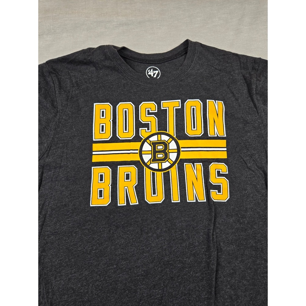 47 Brand Boston Bruins NHL Graphic T-Shirt Mens Large Charcoal Heather Grey - Picture 7 of 10